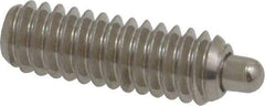 Vlier - 1/4-20, 3/4" Thread Length, 1/8" Plunger Projection, Stainless Steel Threaded Spring Plunger - 0.117 - 0.118" Max Plunger Diam, 3/4" Plunger Length, 2 Lb Init End Force, 9 Lb Final End Force, 0.079" Hex - Makers Industrial Supply