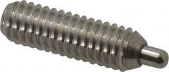 Vlier - 5/16-18, 1" Thread Length, 3/16" Plunger Projection, Stainless Steel Threaded Spring Plunger - 0.133 - 0.135" Max Plunger Diam, 1" Plunger Length, 3 Lb Init End Force, 15 Lb Final End Force, 0.093" Hex - Makers Industrial Supply