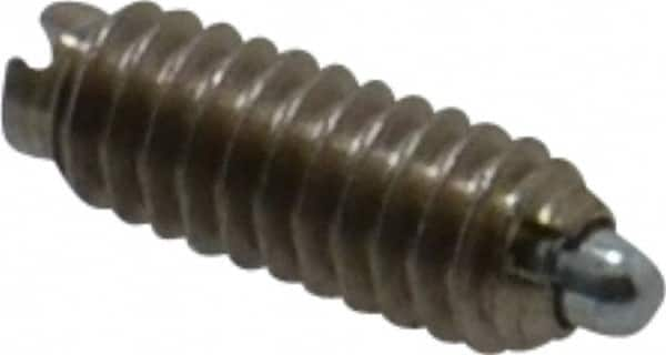 Vlier - 8-32, 7/16" Thread Length, 0.052" Plunger Projection, Steel Threaded Spring Plunger - 0.07" Max Plunger Diam, 0.437" Plunger Length, 0.5 Lb Init End Force, 1.5 Lb Final End Force - Makers Industrial Supply