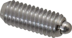 Vlier - 10-32, 0.468" Thread Length, 0.065" Plunger Projection, Stainless Steel Threaded Spring Plunger - 0.093" Max Plunger Diam, 0.468" Plunger Length, 1.75 Lb Init End Force, 6.25 Lb Final End Force - Makers Industrial Supply