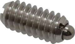 Vlier - 1/4-20, 17/32" Thread Length, 0.078" Plunger Projection, Stainless Steel Threaded Spring Plunger - 0.119" Max Plunger Diam, 0.531" Plunger Length, 3 Lb Init End Force, 10.5 Lb Final End Force - Makers Industrial Supply