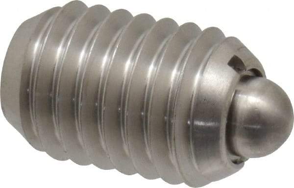 Vlier - 1/2-13, 3/4" Thread Length, 0.151" Plunger Projection, Stainless Steel Threaded Spring Plunger - 1/4" Max Plunger Diam, 0.75" Plunger Length, 5 Lb Init End Force, 28 Lb Final End Force - Makers Industrial Supply