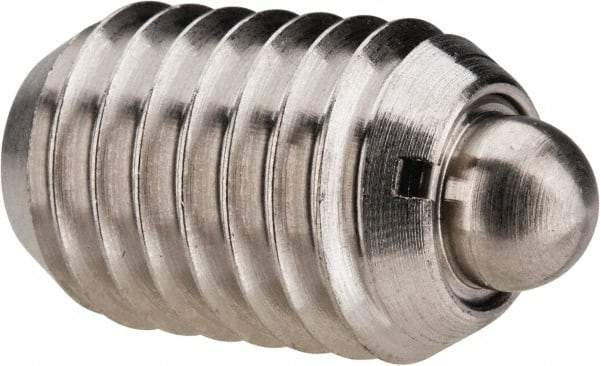 Vlier - 1/2-13, 3/4" Thread Length, 0.151" Plunger Projection, Stainless Steel Threaded Spring Plunger - 1/4" Max Plunger Diam, 0.75" Plunger Length, 1.75 Lb Init End Force, 5.5 Lb Final End Force - Makers Industrial Supply