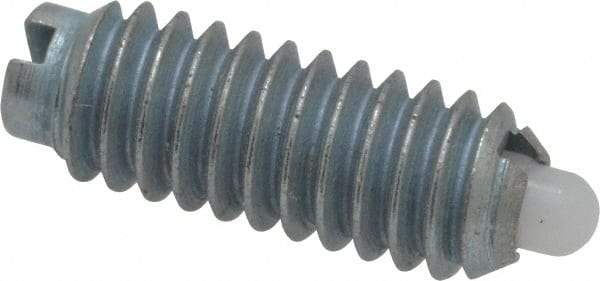 Vlier - 8-32, 7/16" Thread Length, 0.052" Plunger Projection, Steel Threaded Spring Plunger - 0.07" Max Plunger Diam, 0.437" Plunger Length, 0.5 Lb Init End Force, 1.5 Lb Final End Force - Makers Industrial Supply