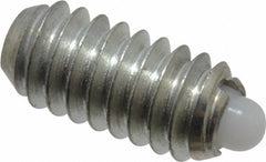 Vlier - 1/4-20, 17/32" Thread Length, 0.078" Plunger Projection, Steel Threaded Spring Plunger - 0.119" Max Plunger Diam, 0.531" Plunger Length, 1 Lb Init End Force, 3.5 Lb Final End Force - Makers Industrial Supply