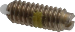 Vlier - 8-32, 7/16" Thread Length, 0.052" Plunger Projection, Stainless Steel Threaded Spring Plunger - 0.07" Max Plunger Diam, 0.437" Plunger Length, 1.5 Lb Init End Force, 4.75 Lb Final End Force - Makers Industrial Supply