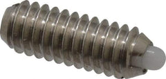 Vlier - 8-32, 7/16" Thread Length, 0.052" Plunger Projection, Stainless Steel Threaded Spring Plunger - 0.07" Max Plunger Diam, 0.437" Plunger Length, 0.5 Lb Init End Force, 1.5 Lb Final End Force - Makers Industrial Supply