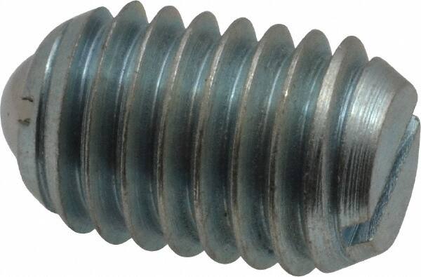 Vlier - 1/2-13, 0.281" Ball Diam, 0.75" Body Length, 0.072" Max Ball Reach, Threaded Ball Plunger - Steel Body, Steel Ball, 3 Lb Initial End Force, 6 Lb Final End Force, Locking Element - Makers Industrial Supply