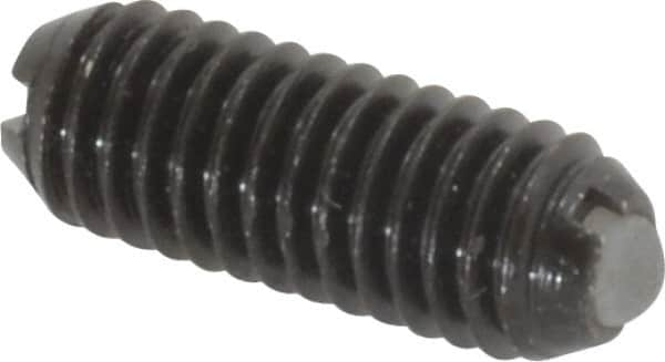 Vlier - 10-32, 0.094" Ball Diam, 0.513" Body Length, 0.025" Max Ball Reach, Threaded Ball Plunger - Steel Body, Nylon Ball, 1.5 Lb Initial End Force, 3 Lb Final End Force - Makers Industrial Supply