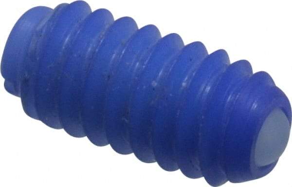 Vlier - 1/4-20, 0.125" Ball Diam, 0.531" Body Length, 0.03" Max Ball Reach, Threaded Ball Plunger - Delrin Body, Nylon Ball, 1 Lb Initial End Force, 2.5 Lb Final End Force - Makers Industrial Supply