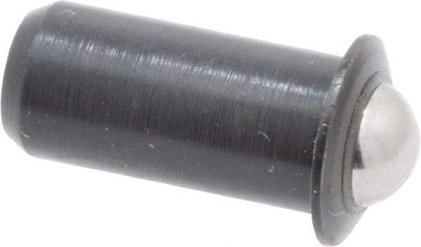 Vlier - 0.0394" Body Length x 3/16" Body Diam, 2 Lb Init to 5 Lb Final End Force, Steel Press Fit Ball Plunger - 5/32" Ball Diam, 0.058" Max Ball Reach, 0.04" Flange Thickness - Makers Industrial Supply