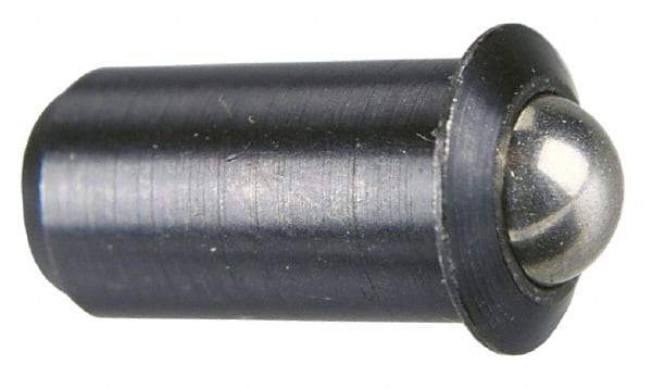 Vlier - 0.0471" Body Length x 1/4" Body Diam, 3 Lb Init to 7 Lb Final End Force, Steel Press Fit Ball Plunger - 3/16" Ball Diam, 0.07" Max Ball Reach, 0.045" Flange Thickness - Makers Industrial Supply