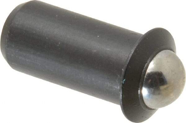 Vlier - 0.0786" Body Length x 3/8" Body Diam, 5 Lb Init to 14 Lb Final End Force, Steel Press Fit Ball Plunger - 5/16" Ball Diam, 0.11" Max Ball Reach, 0.078" Flange Thickness - Makers Industrial Supply