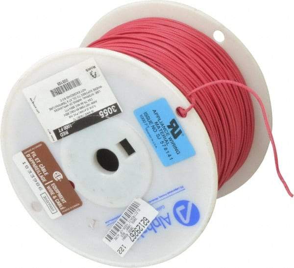 Alpha Wire - 18 AWG, 16 Strand, 305 m OAL, Tinned Copper Hook Up Wire - Red PVC Jacket, 0.079" Diam - Makers Industrial Supply