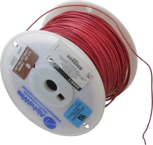 Alpha Wire - 18 AWG, 1 Strand, 305 m OAL, Tinned Copper Hook Up Wire - Red PVC Jacket, 0.072" Diam - Makers Industrial Supply