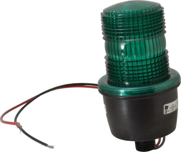 Federal Signal Corp - 12 to 48 VDC, 4X NEMA Rated, Strobe Tube, Green, Low Profile Mini Strobe Light - 65 to 95 Flashes per min, 1/2 Inch Pipe, 3-1/8 Inch Diameter, 5.8 Inch High, IP66 Ingress Rating, Pipe Mount - Makers Industrial Supply