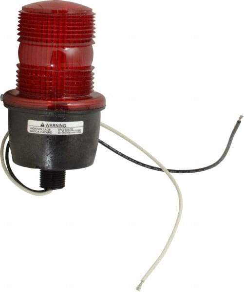 Federal Signal Corp - 120 VAC, 4X NEMA Rated, Strobe Tube, Red, Low Profile Mini Strobe Light - 65 to 95 Flashes per min, 1/2 Inch Pipe, 3-1/8 Inch Diameter, 5.8 Inch High, IP66 Ingress Rating, Pipe Mount - Makers Industrial Supply