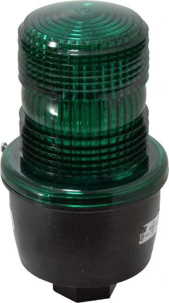 Federal Signal Corp - 120 VAC, 4X NEMA Rated, Strobe Tube, Green, Low Profile Mini Strobe Light - 65 to 95 Flashes per min, 1/2 Inch Pipe, 3-1/8 Inch Diameter, 5.7 Inch High, IP66 Ingress Rating, Pipe Mount - Makers Industrial Supply