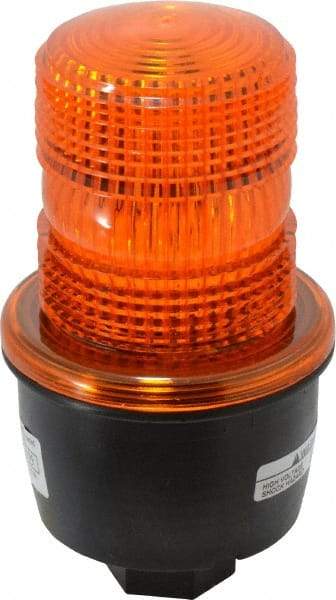 Federal Signal Corp - 12 to 48 VDC, 4X NEMA Rated, Strobe Tube, Amber, Low Profile Mini Strobe Light - 65 to 95 Flashes per min, 1/2 Inch Pipe, 3-1/8 Inch Diameter, 5.7 Inch High, IP66 Ingress Rating, Pipe Mount - Makers Industrial Supply