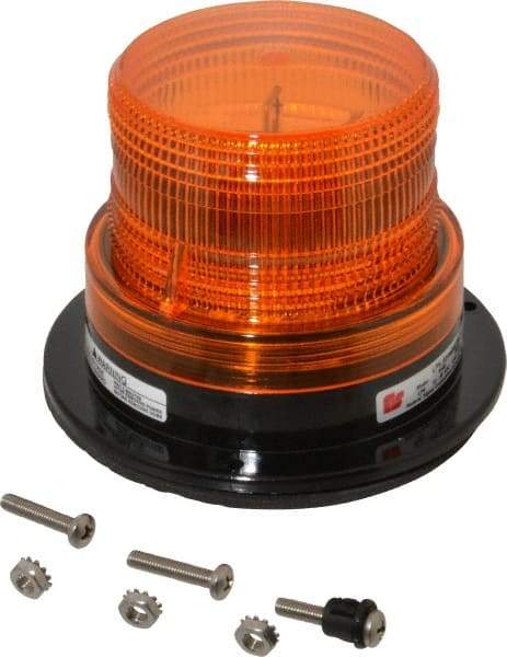 Federal Signal Corp - 12 to 48 VDC, 4X NEMA Rated, Strobe Tube, Amber, Low Profile Mini Strobe Light - 65-95 Flashes per min, 5 Inch Diameter, 3-5/8 Inch High, IP65 Ingress Rating, Surface Mount - Makers Industrial Supply