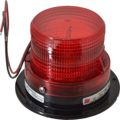 Federal Signal Corp - 12 to 48 VDC, 4X NEMA Rated, Strobe Tube, Red, Low Profile Mini Strobe Light - 65-95 Flashes per min, 5 Inch Diameter, 3-5/8 Inch High, IP65 Ingress Rating, Surface Mount - Makers Industrial Supply