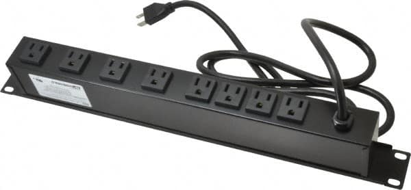 Wiremold - 8 Outlets, 120 Volts, 15 Amps, 6' Cord, Power Outlet Strip - 1 Circuits, Rack Mount, 5-15R NEMA Configuration, 19" Strip, cULus, UL Listed File 1449 - Makers Industrial Supply