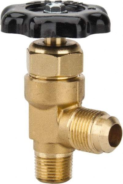 Parker - Flare x MNPTF End Connection Brass Truck Valve - 3.07" OAL, 1/2 x 3/8" Pipe - Makers Industrial Supply