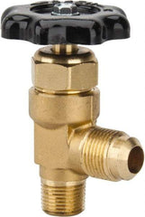 Parker - Flare x MNPTF End Connection Brass Truck Valve - 3.07" OAL, 1/2 x 3/8" Pipe - Makers Industrial Supply