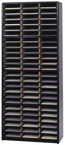 Safco - 32-1/4" Wide x 75" High x 13-1/2" Deep Steel Document Organizer - 72 Compartments, Black, 9-3/4" Wide x 2-1/2" High x 12-1/2" Deep Compartment - Makers Industrial Supply