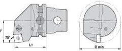 Kennametal - Left Hand Cut, Size KM63, CN.. Insert Compatiblity, Internal Modular Turning & Profiling Cutting Unit Head - 43mm Ctr to Cutting Edge, 60mm Head Length, Through Coolant, Series Kenlever - Makers Industrial Supply