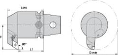 Kennametal - Right Hand Cut, Size KM63, DN.. Insert Compatiblity, Internal Modular Turning & Profiling Cutting Unit Head - 59mm Ctr to Cutting Edge, 95mm Head Length, Through Coolant, Series Kenlever - Makers Industrial Supply