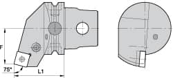 Kennametal - Left Hand Cut, Size KM63, SN.. Insert Compatiblity, External Modular Turning & Profiling Cutting Unit Head - 27mm Ctr to Cutting Edge, 60mm Head Length, Through Coolant, Series Kenlever - Makers Industrial Supply