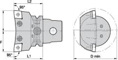 Kennametal - Right Hand Cut, Size KM63, CN.. Insert Compatiblity, Internal Modular Turning & Profiling Cutting Unit Head - 43mm Ctr to Cutting Edge, 60mm Head Length, Through Coolant, Series Kenlever - Makers Industrial Supply