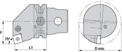 Kennametal - Left Hand Cut, Size KM63, SN.. Insert Compatiblity, Internal Modular Turning & Profiling Cutting Unit Head - 43mm Ctr to Cutting Edge, 60mm Head Length, Through Coolant, Series Kenlever - Makers Industrial Supply