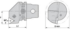 Kennametal - Right Hand Cut, Size KM63, TN.. Insert Compatiblity, Internal Modular Turning & Profiling Cutting Unit Head - 43mm Ctr to Cutting Edge, 60mm Head Length, Through Coolant, Series Kenlever - Makers Industrial Supply