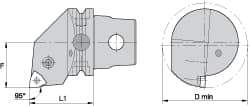 Kennametal - Left Hand Cut, Size KM63, WN.. Insert Compatiblity, Internal Modular Turning & Profiling Cutting Unit Head - 43mm Ctr to Cutting Edge, 60mm Head Length, Through Coolant, Series Kenlever - Makers Industrial Supply