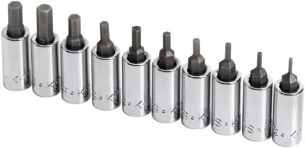 SK - 10 Piece 1/4" Drive Inch Hex Bit Socket Set - 1/16 to 1/4" Hex - Makers Industrial Supply