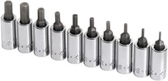 SK - 10 Piece 1/4" Drive Inch Hex Bit Socket Set - 1/16 to 1/4" Hex - Makers Industrial Supply