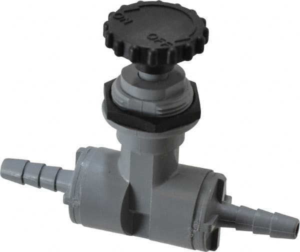 Specialty Mfr - 1/4" Pipe, Inline Needle Valve - EPDM Seal, Barbed x Barbed Ends, PVC Valve, 125 Max psi - Makers Industrial Supply