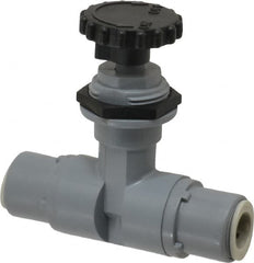 Specialty Mfr - 3/8" Pipe, Inline Needle Valve - EPDM Seal, Push To Connect x Push To Connect Ends, PVC Valve, 125 Max psi - Makers Industrial Supply