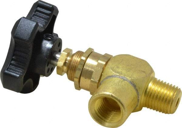 Specialty Mfr - 1/4" Pipe, Angled Needle Valve - MNPT x FNPT Ends, Brass Valve, 500 Max psi - Makers Industrial Supply