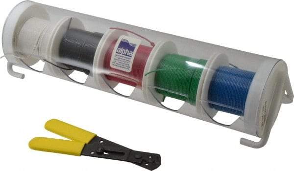 Alpha Wire - 24 AWG, 7 Strand, 500' OAL, Hook Up Wire - Black, Blue, Green, Red & White PVC Jacket, 0.057" Diam - Makers Industrial Supply