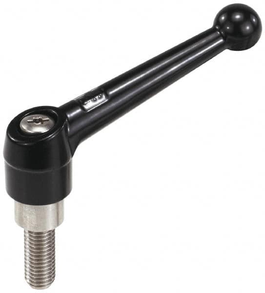 KIPP - 5/16-18, 0.71" Hub Diam, Zinc Die Cast (Stainless Steel Components) Threaded Stud Adjustable Clamping Lever - 0.59" Stud Length, 2.87" OAL, 1.79" High - Makers Industrial Supply