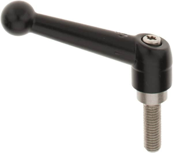 KIPP - M8 x 1.25, 18mm Hub Diam, Zinc Die Cast (Stainless Steel Components) Metric Threaded Stud Adjustable Clamping Lever - 25mm Stud Length, 73mm OAL, 45.5mm High - Makers Industrial Supply