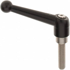 KIPP - M10 x 1.5, 21mm Hub Diam, Zinc Die Cast (Stainless Steel Components) Metric Threaded Stud Adjustable Clamping Lever - 40mm Stud Length, 90mm OAL, 57.5mm High - Makers Industrial Supply