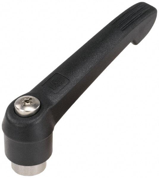 KIPP - M12 x 1.75, 25.5mm Hub Diam, Glass Fiber (Stainless Steel Components) Tapped Adjustable Clamping Lever - 109mm OAL, 61mm High, 17mm Hole Depth - Makers Industrial Supply