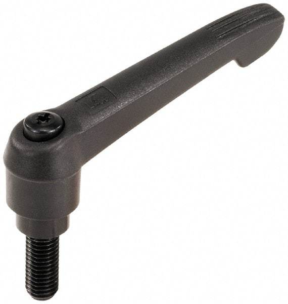 KIPP - 3/8-16, 1" Hub Diam, Glass Fiber (Steel Components) Threaded Stud Adjustable Clamping Lever - 1.97" Stud Length, 4.29" OAL, 2.4" High - Makers Industrial Supply