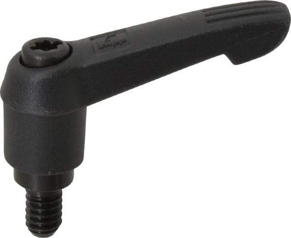 KIPP - 1/4-20, 0.51" Hub Diam, Glass Fiber (Steel Components) Threaded Stud Adjustable Clamping Lever - 0.39" Stud Length, 1.85" OAL, 1.18" High - Makers Industrial Supply