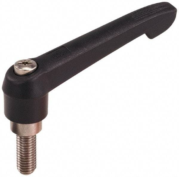 KIPP - 3/8-16, 0.71" Hub Diam, Glass Fiber (Stainless Steel Components) Threaded Stud Adjustable Clamping Lever - 0.98" Stud Length, 2.95" OAL, 1.63" High - Makers Industrial Supply