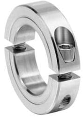 Climax Metal Products - 1-7/16" Bore, Aluminum, Two Piece Two Piece Split Shaft Collar - 2-1/4" Outside Diam, 9/16" Wide - Makers Industrial Supply